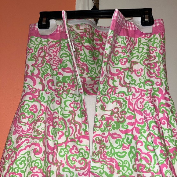 Lilly Pulitzer Sienna Dress White Pink Peanut Island Floral & Gingham - Picture 8 of 11